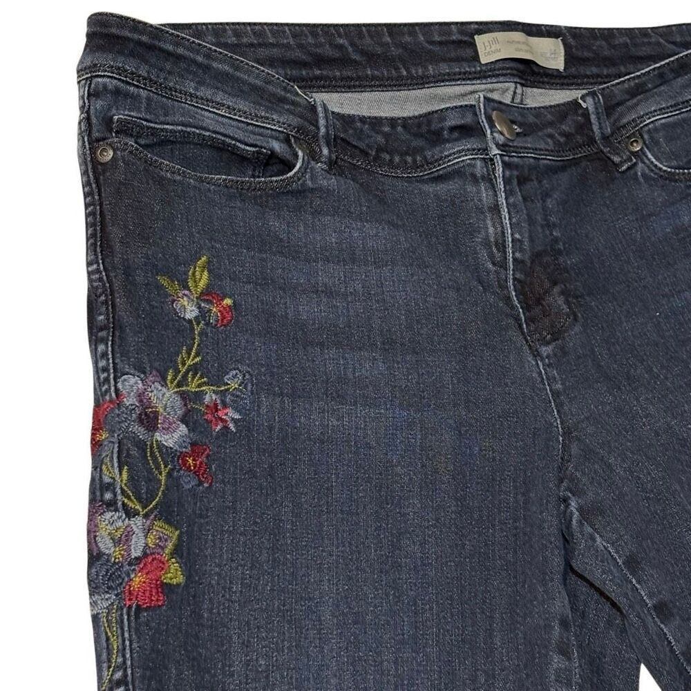 J. Jill Denim 14 Petite embroidered flowers Authentic Fit slim ankle jeans - Picture 3 of 11